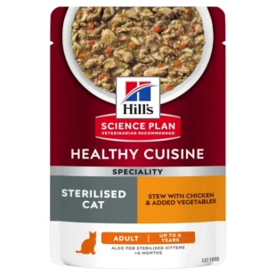 Hill's Science Plan Healthy Cuisine Sterilised Cat estofado para gatos adultos con pollo y verduras añadidas