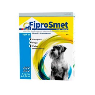 FiproSmet 134/120,6Mg Perro M 6Pip 10-20Kg Azul