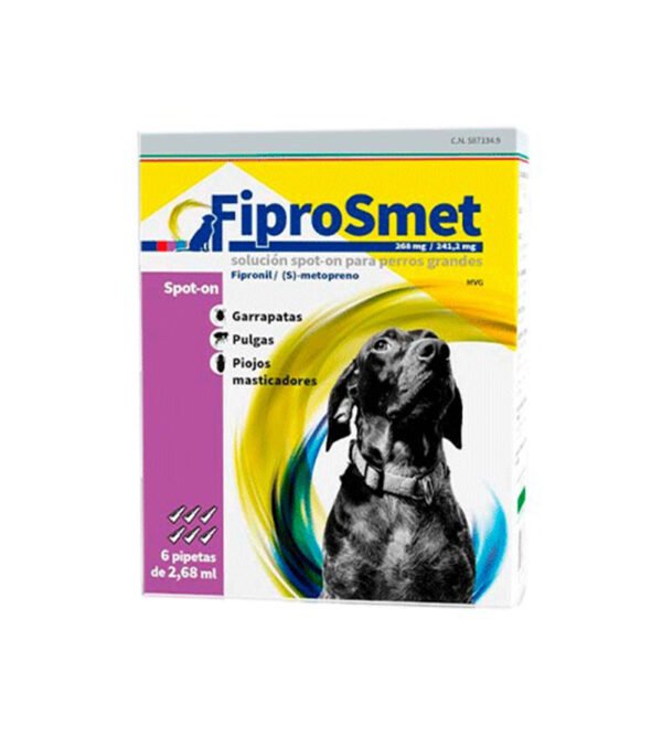 FiproSmet 268/241,2Mg Perro L 6Pip 20-40Kg Violeta