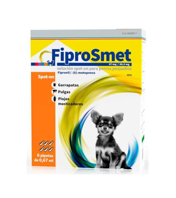 FiproSmet 67/60,3Mg Perro S 6Pip 2-10Kg Naranja