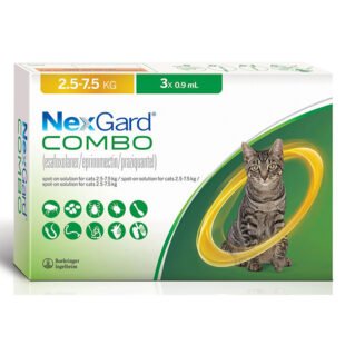 Nexgard Combo Gatos 3X0,9Ml 2,5-7,5Kg L Amarillo