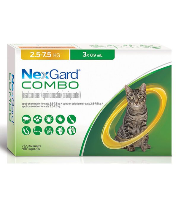 Nexgard Combo Gatos 3X0,9Ml 2,5-7,5Kg L Amarillo